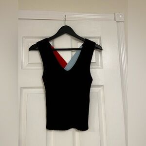 Marc Cain Cotton Knit Top w/ colour straps